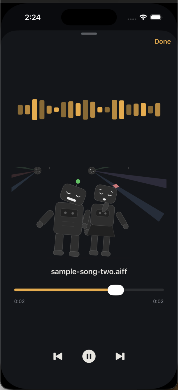 Local media player with singing-bots visualizer